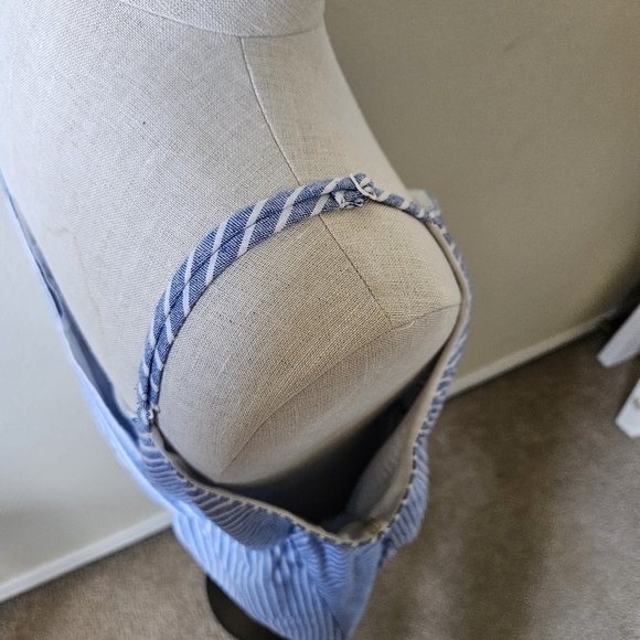 Purple Snow Linen Blend White / Blue Striped Romper XL - Picture 7 of 8